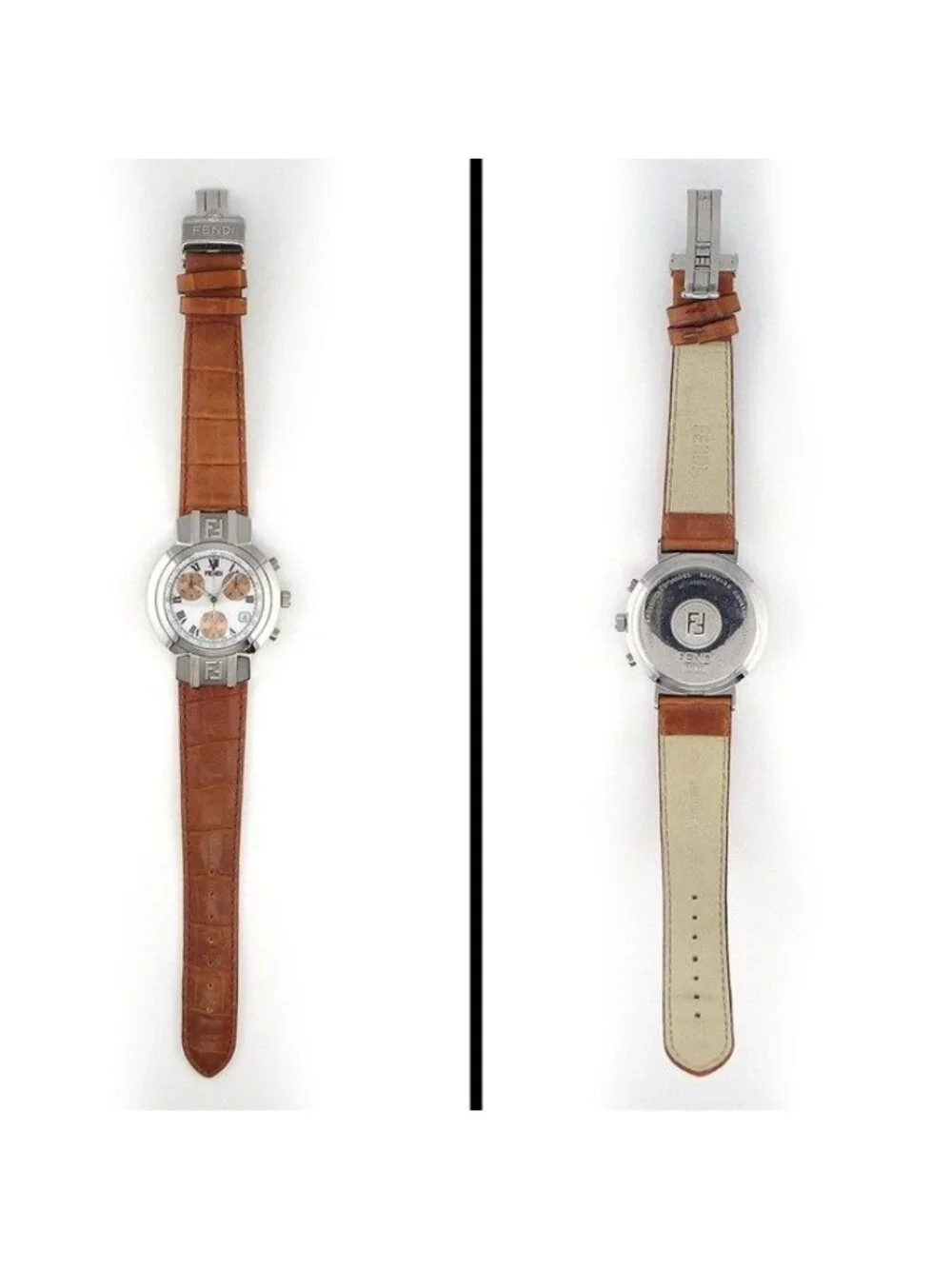 Fendi Watch Orologi White Dial Date Chronograph Tachymeter Small Seconds